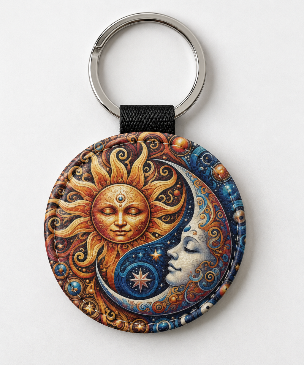 Portachiavi Rotondo "Sole e Luna" ...Retro a Scelta