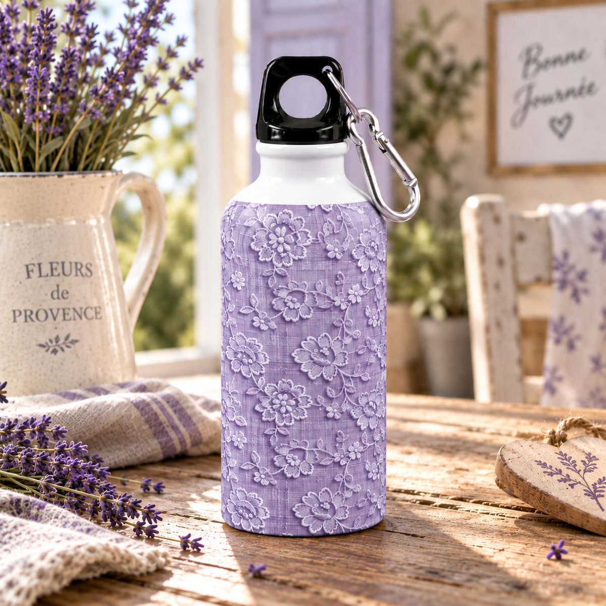 Borraccia "Fiori Lilla" in Alluminio Decorata a Sublimazione_600ml