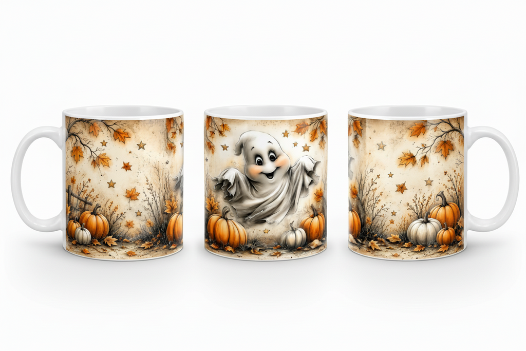 Tazza Fantasma Halloween con Zucche 10 oz
